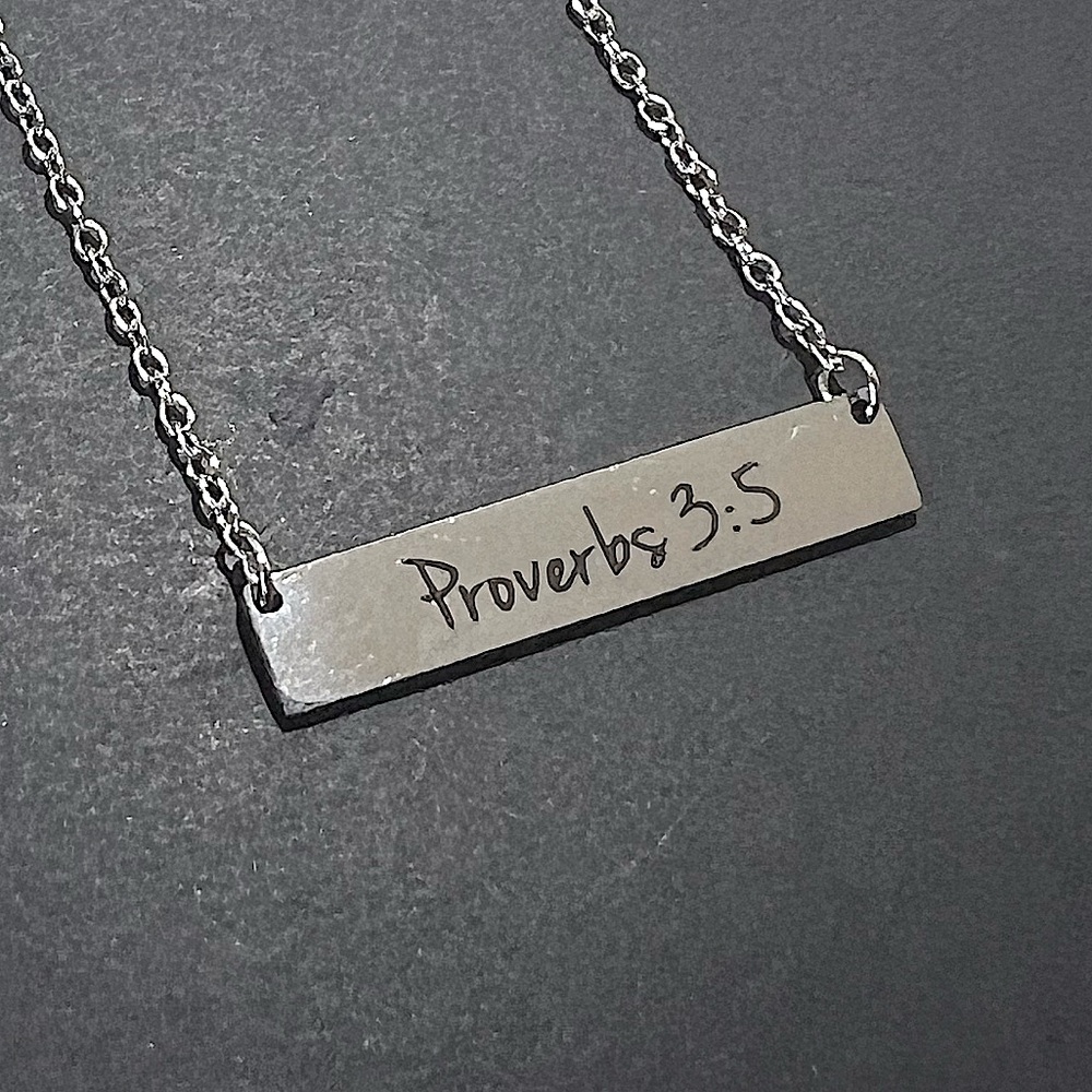 Platinum Scripture Necklace Proverbs 3:5